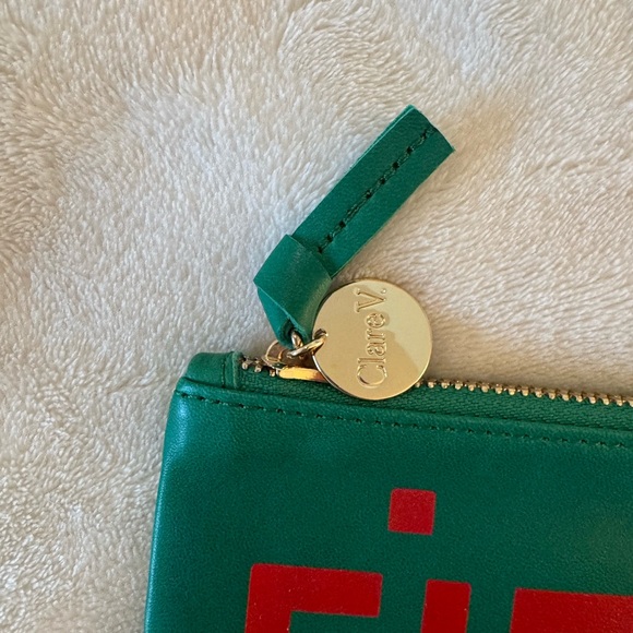 NWOT Clare V Ciao Coin Clutch - green with red lettering - Picture 3 of 3